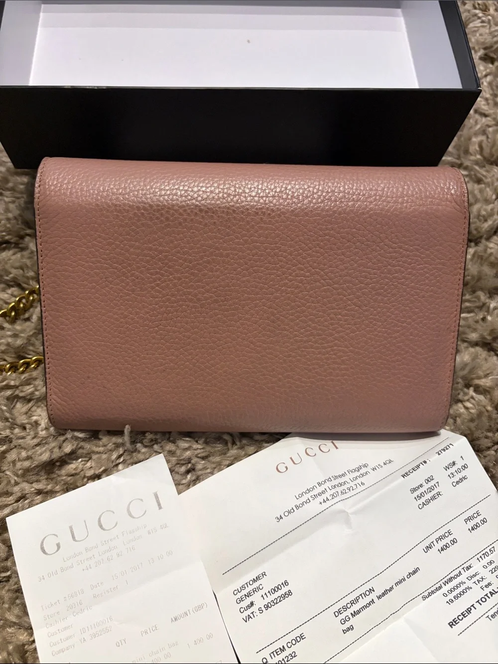 Gucci Dusty Pink GG Marmont Pebbled Leather Wallet with Gold Hardware - Picture 5 of 5